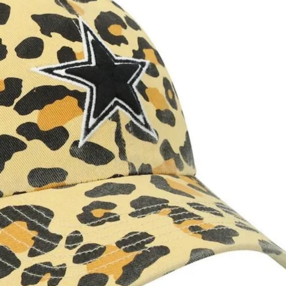 Dallas Cowboys Womens Hat Tan  Leopard Cheeta Bagheera 47Clean Up Cap Adjustable - Picture 3 of 6